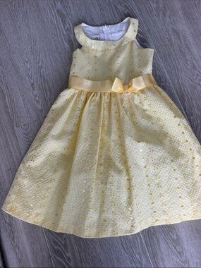 Bonnie Jean Yellow Satin-Bow Party Dress